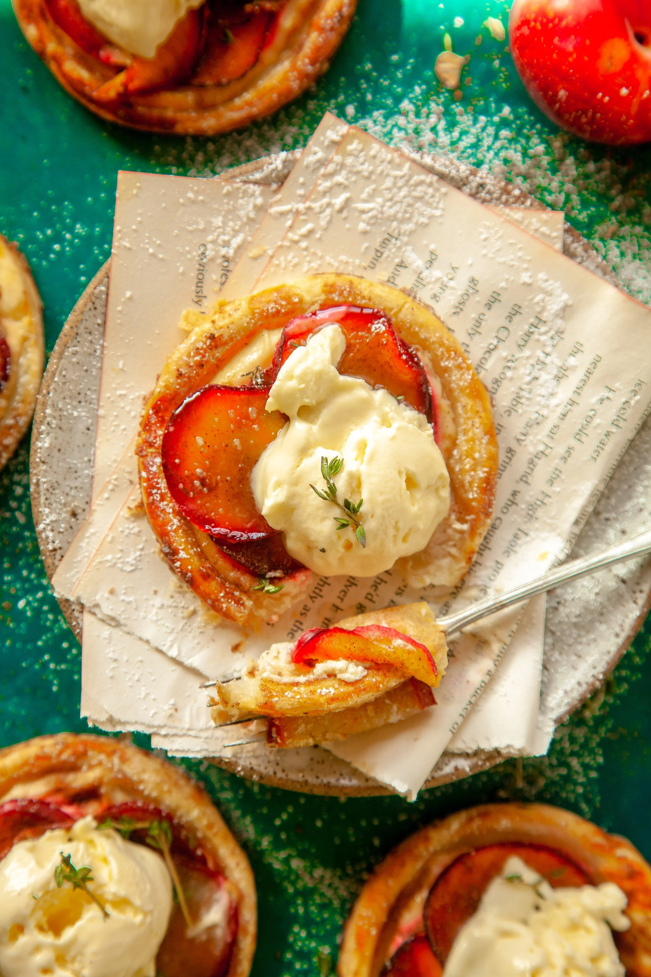 Mini South African Plum Tarts with Cashew Cream and Ice Cream