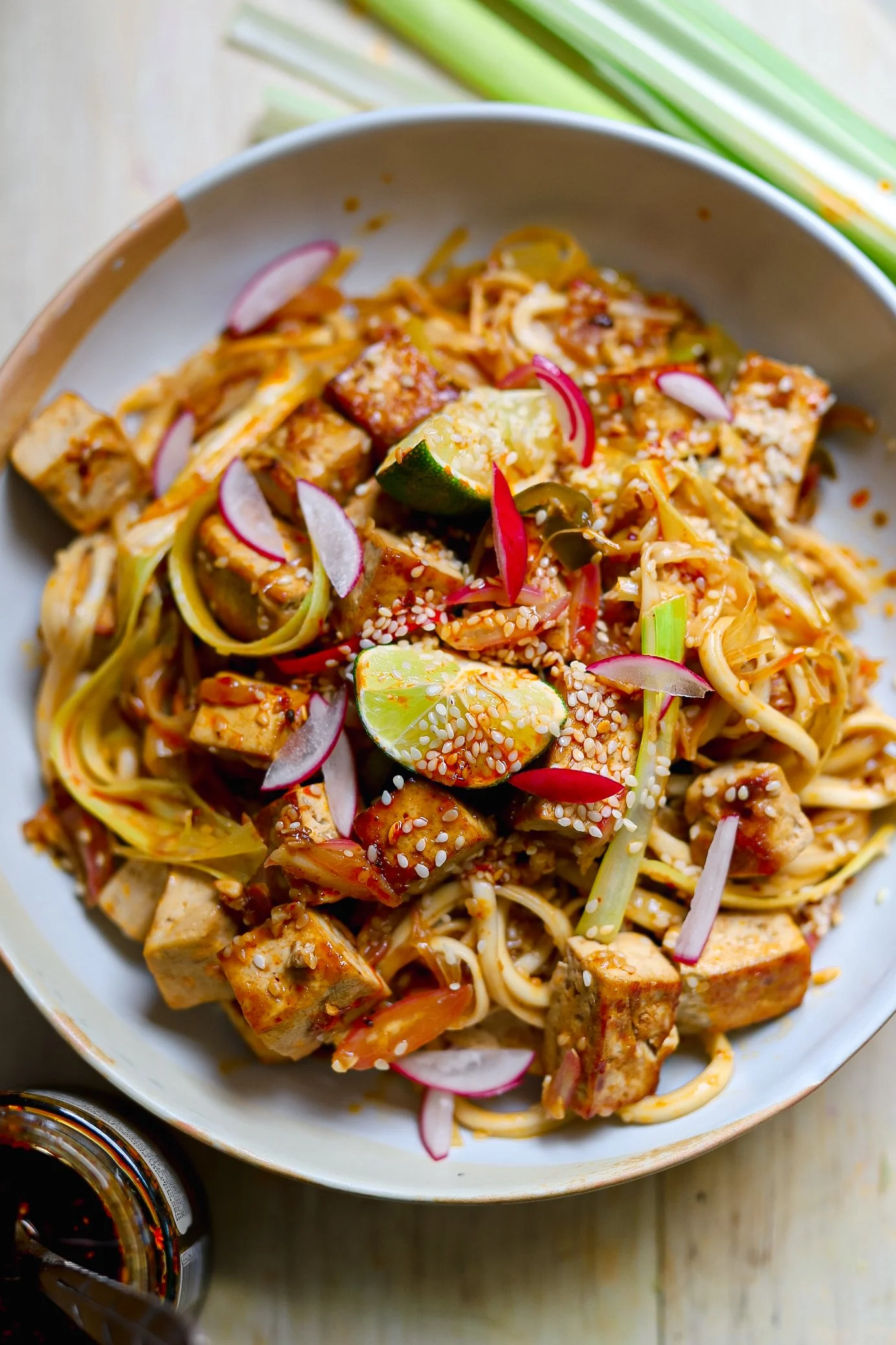 Crispy Tofu Stir Fry with Leek &amp; Chilli
