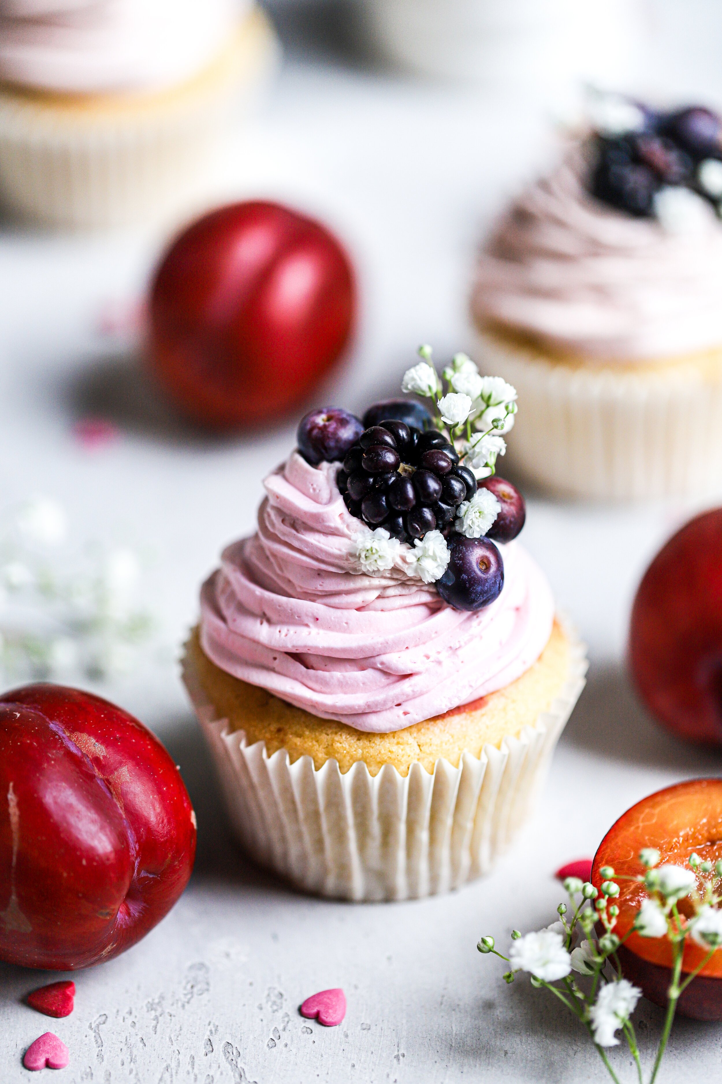 VEGAN VANILLA FROSTED SOUTH AFRICAN PLUM CUPCAKES