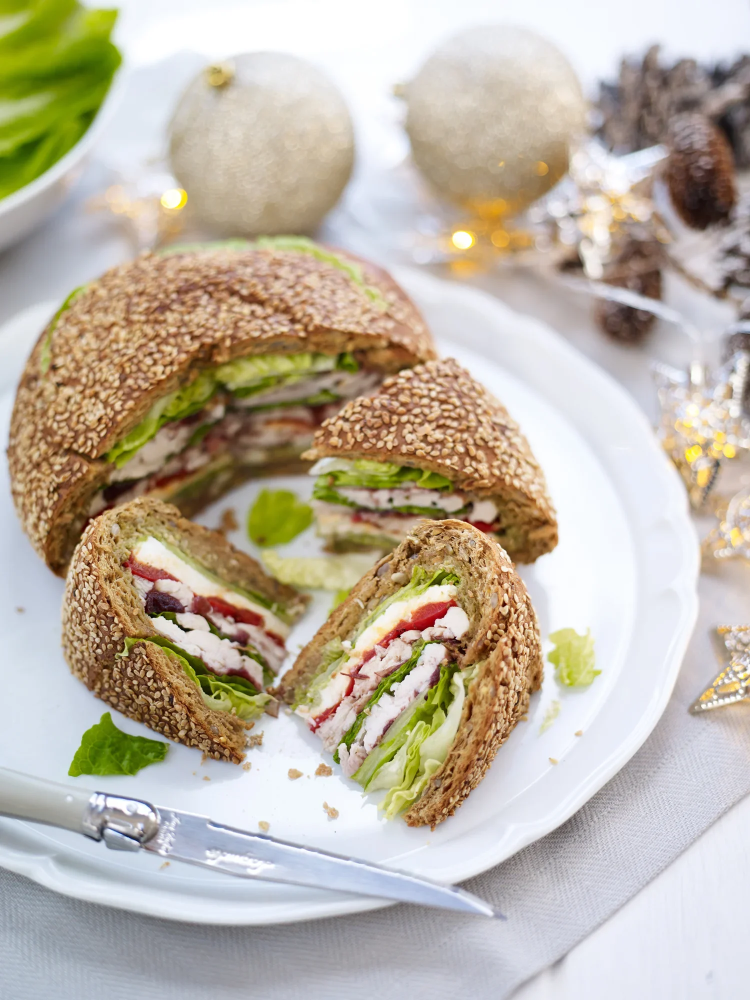Turkey and Mozzarella Christmas Sandwich Loaf