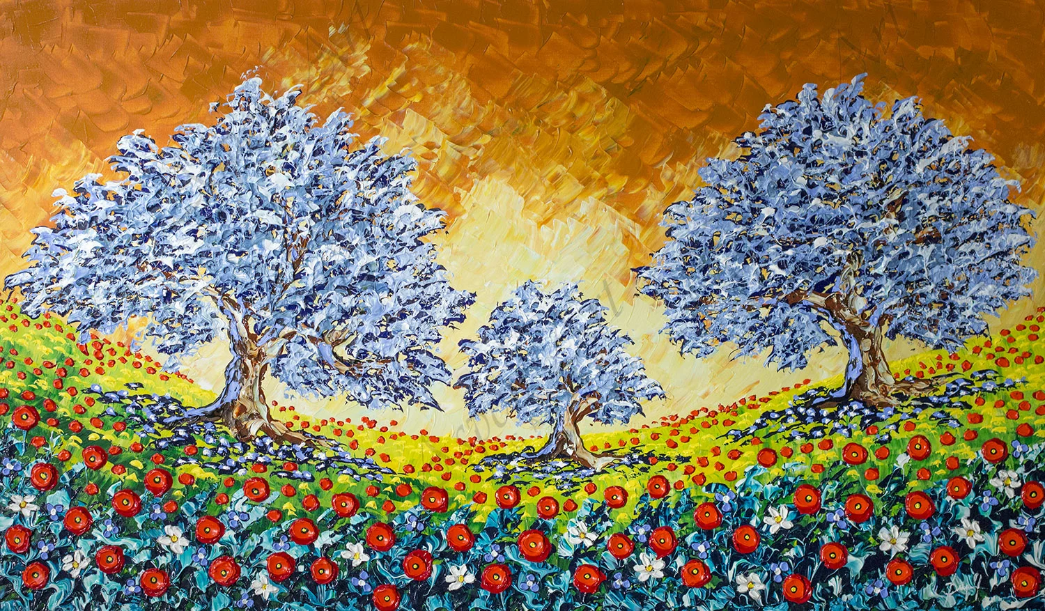 Olive Trees of the Poppy Fields 36X60