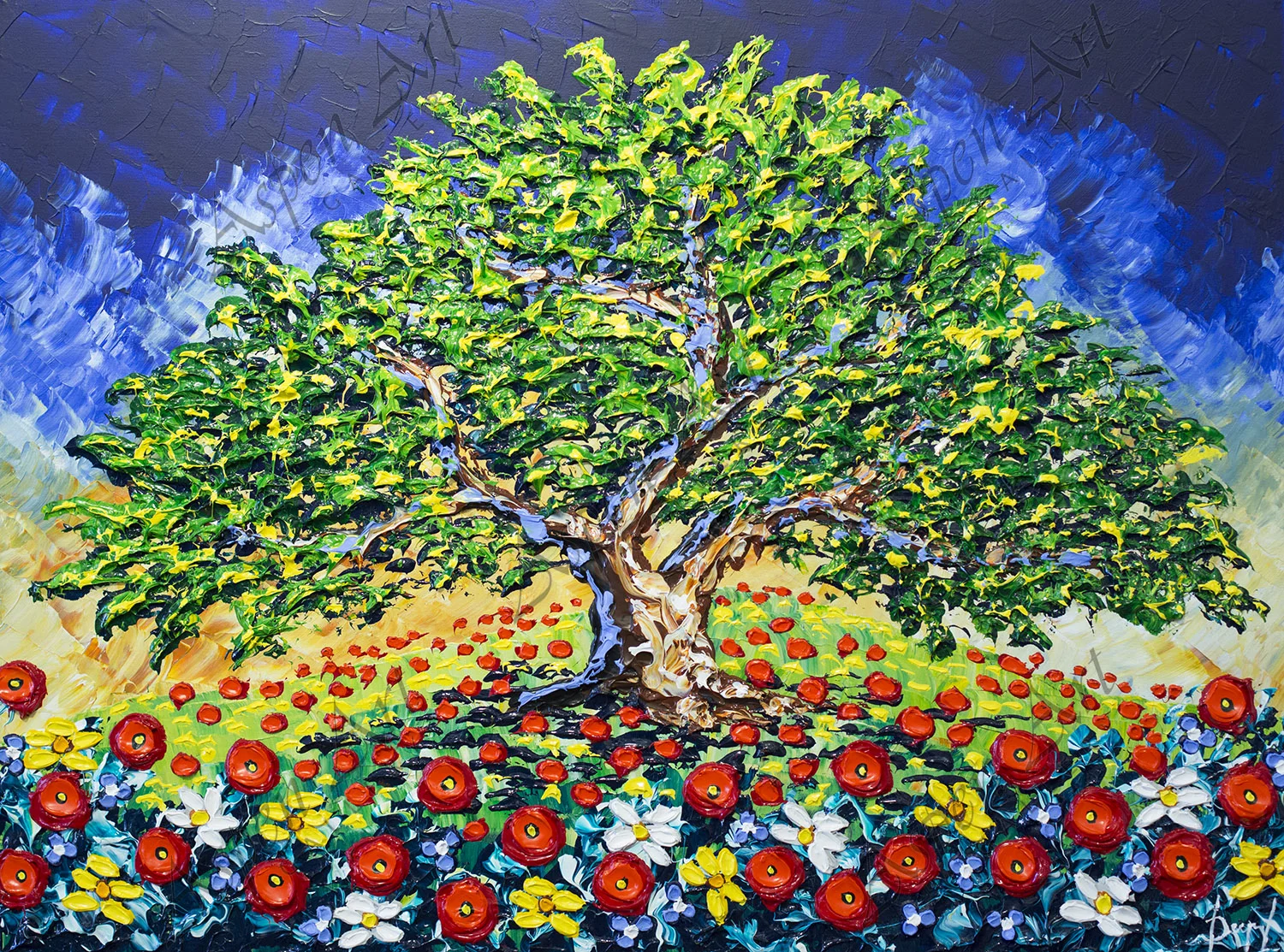 Majestic Tree of Colorful Flower 30x40