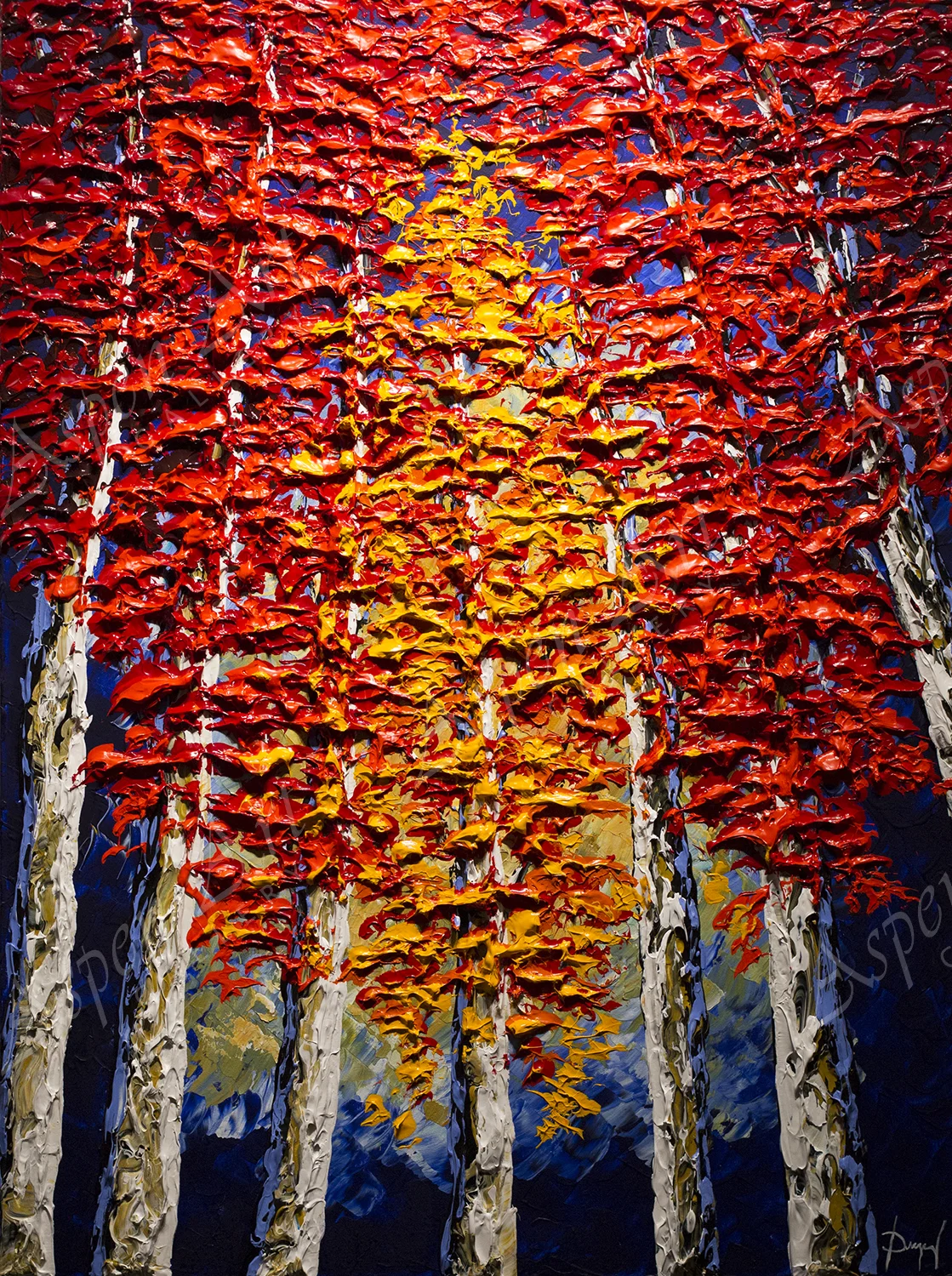 Towering Trees of Bright Autumn 40x30