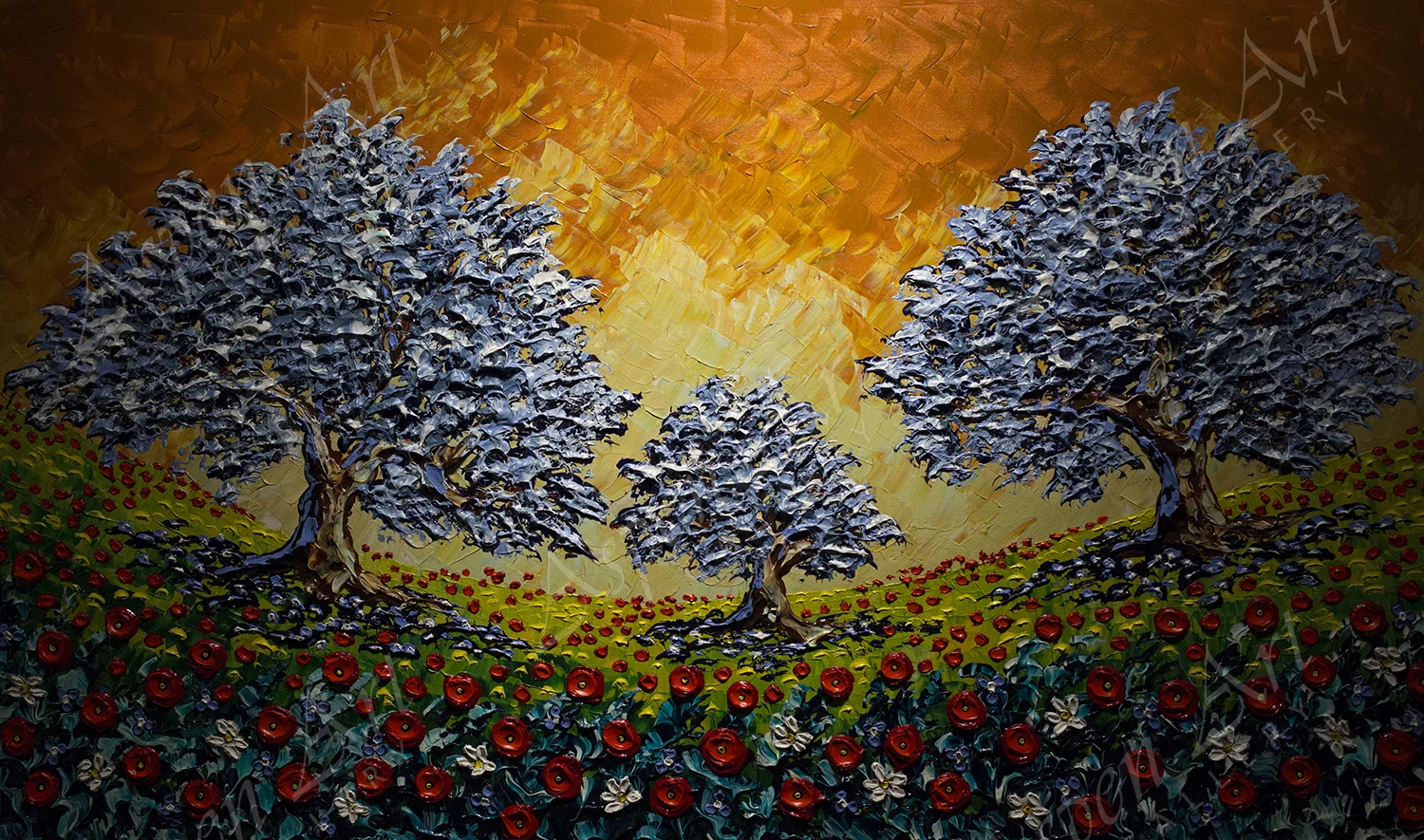 Olive Trees of the Poppy Fields 36X60