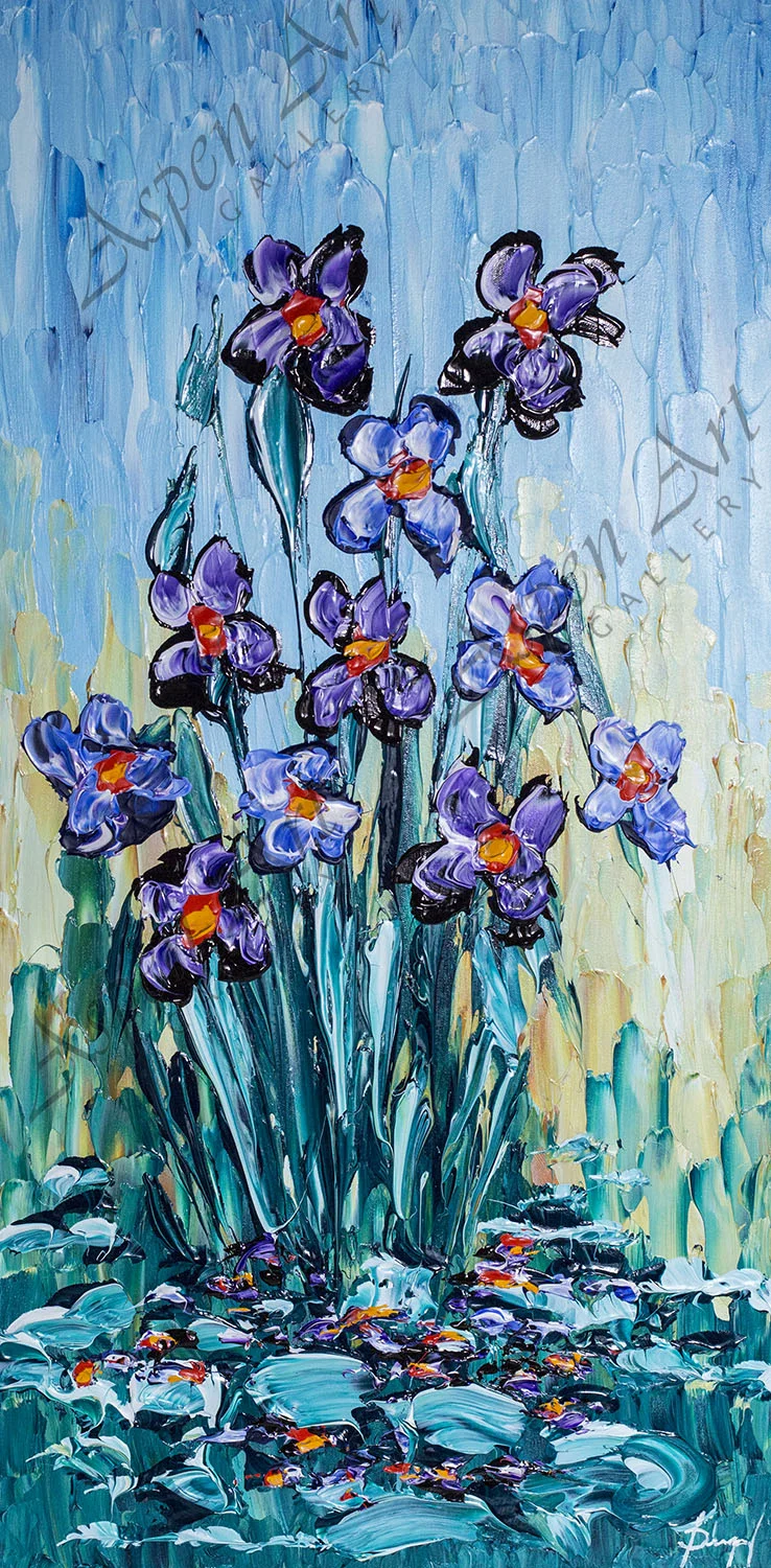 ISABELLE DUPUY "Irises of the Bright Pond" 40x20