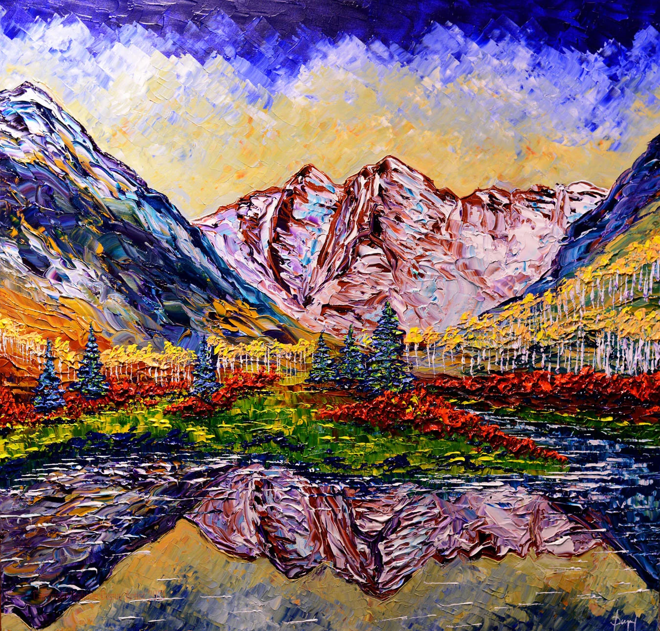 Vibrant Autumn on the Summit 48x48