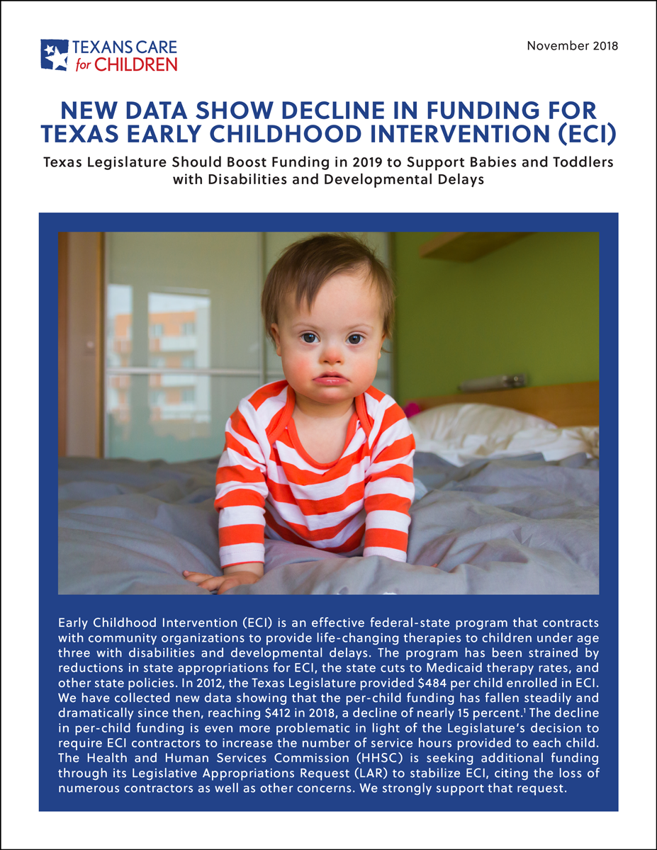 New Data Show Decline in Funding for Texas ECI