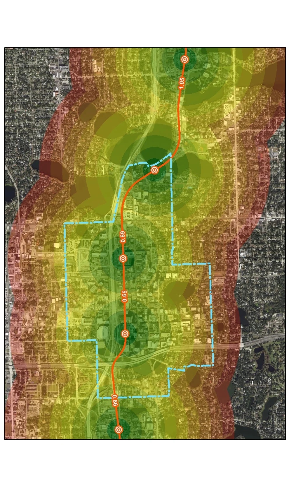 Walkability WITH new train station