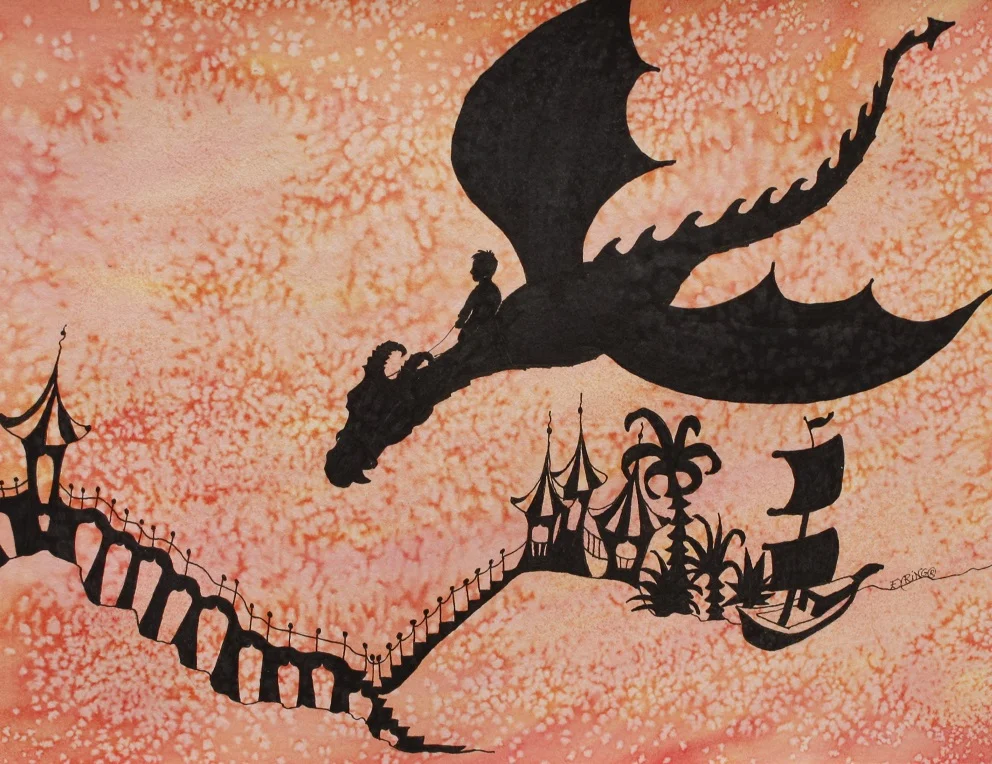 Riding the Dragon: Orange silhouette