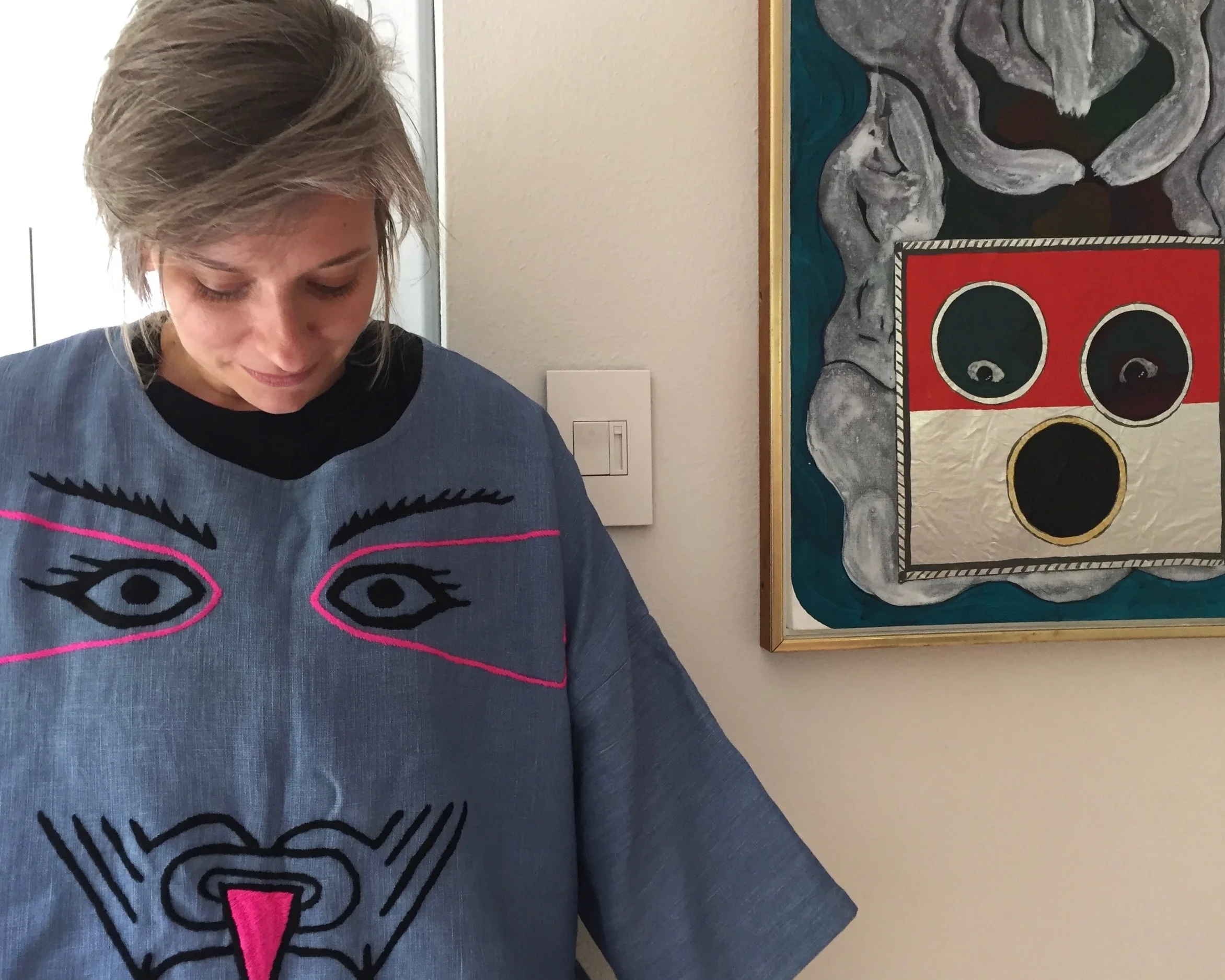 Dallas based artist Keer Tanchak modeling a Carla Fernandez design during the Dallas Pop up