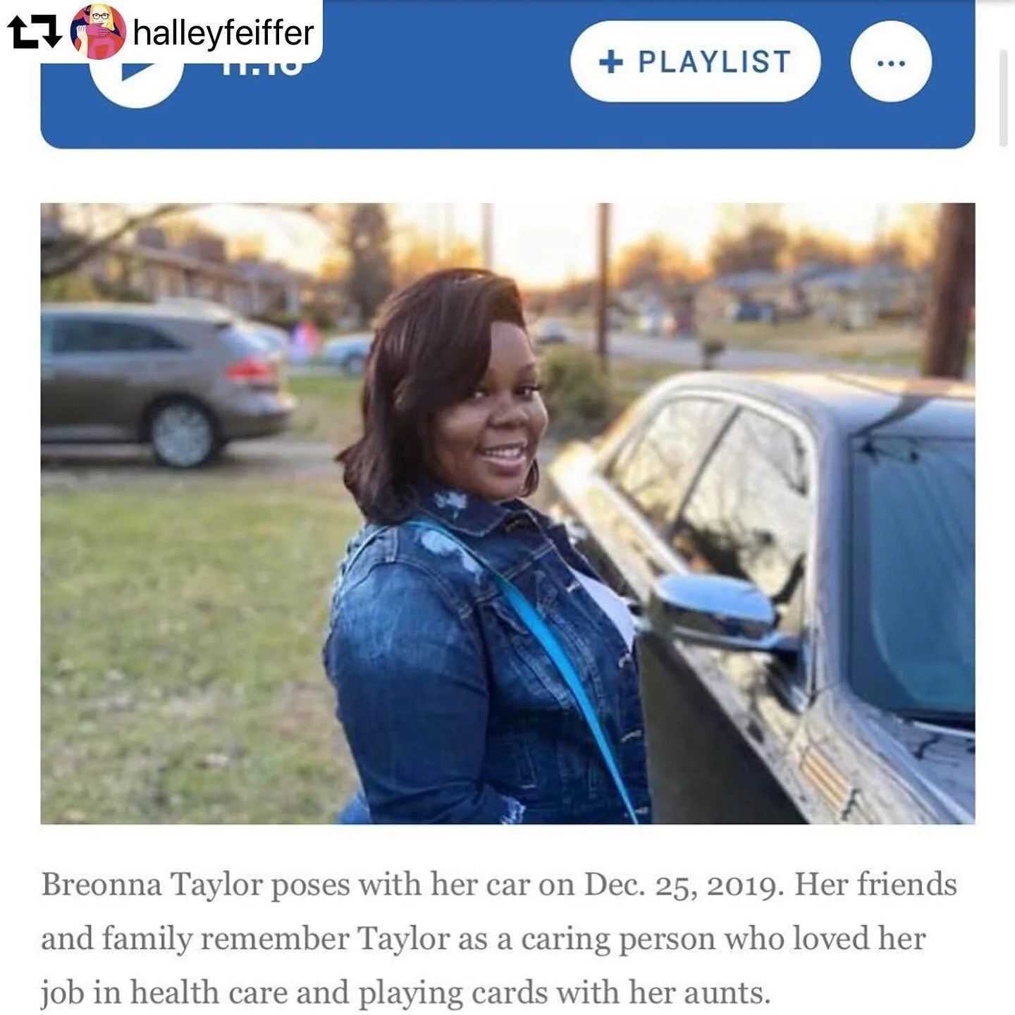 #repost @halleyfeiffer
・・・
Today would have been Breonna Taylor&rsquo;s 27th birthday. I highly recommend listening to this NPR piece (link at the end of this post) to learn more about her, and then clicking on the link in my bio to find out how you 