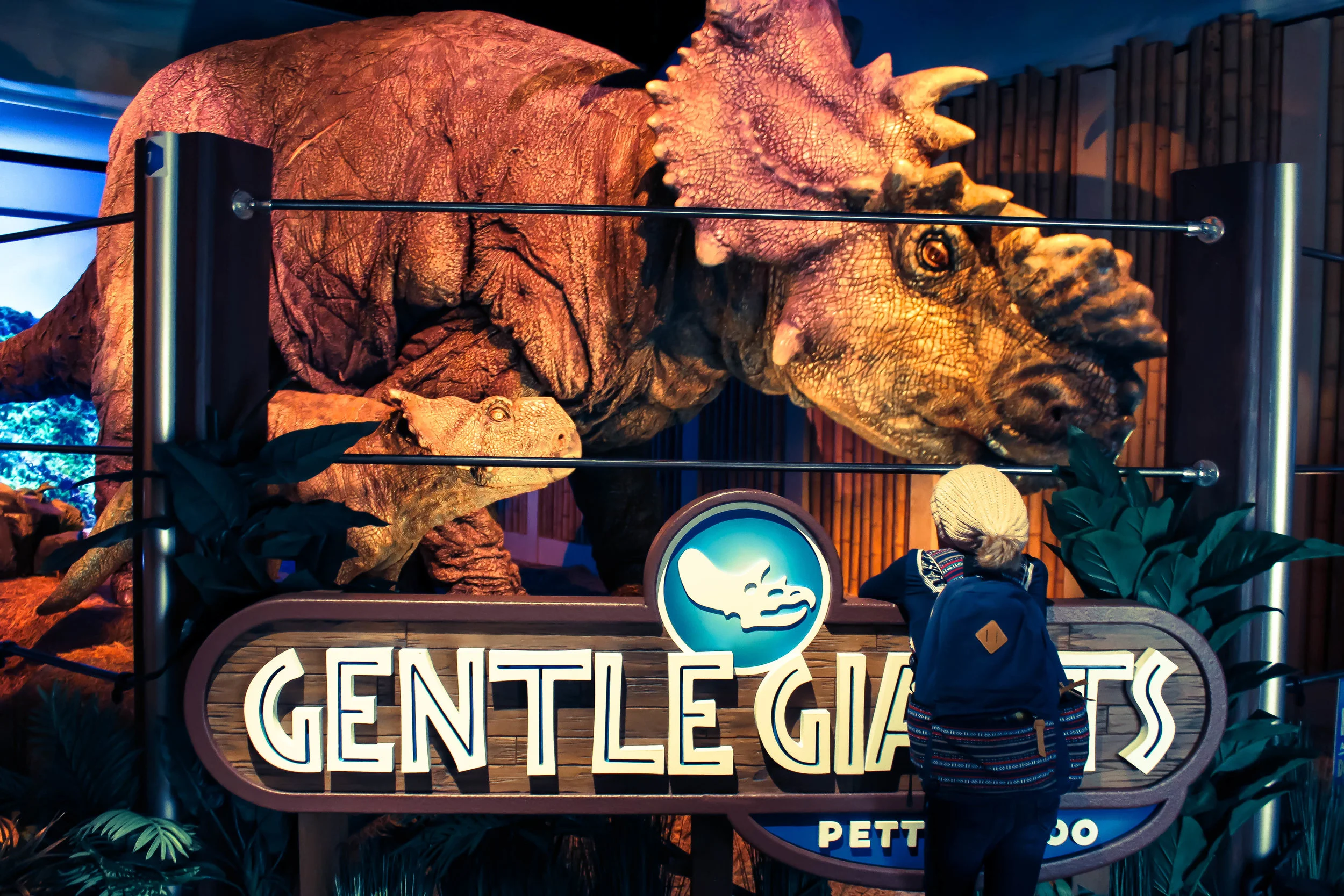 The Gentle Giants: A Pachyrhinosaurus & it's baby. Don't forget to dive your arm into the Dino Dung! It's warm, sticky, and inviting!