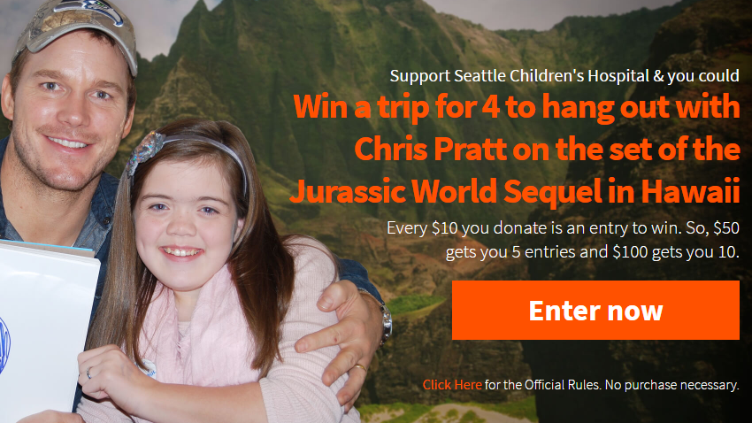 Win a trip for 4 to hang out with Chris Pratt on the set of the Jurassic World Sequel in Hawaii