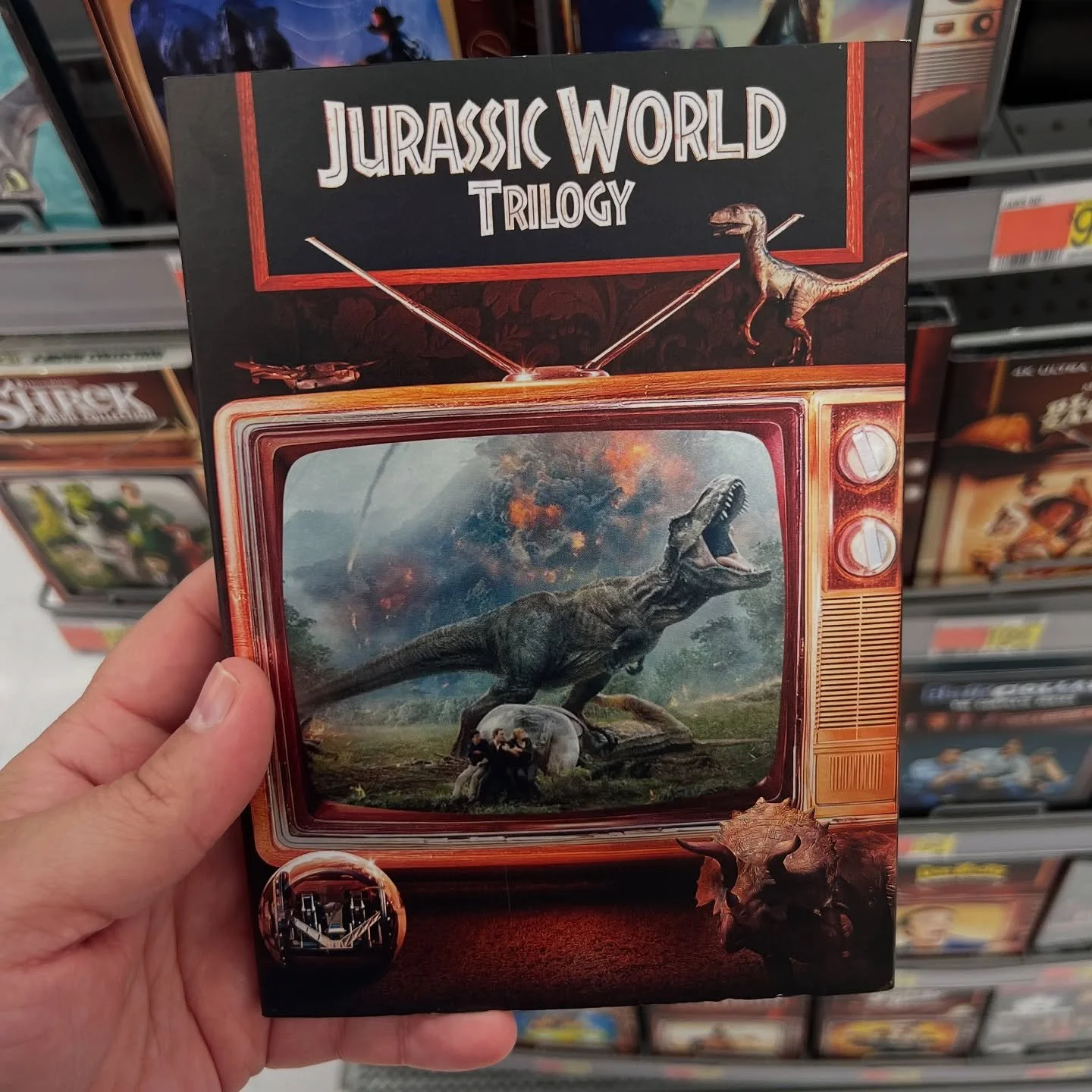 Jurassic World trilogy dvd set from @walmart. Pretty fun packaging for the collectors out there. 

#jurassicworld #jurassicworldfallenkingdom #jurassicworlddominion #dvd