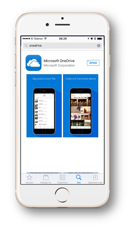 OneDrive app for iPhone og Android