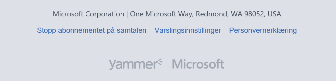 Bildet viser epost fra Yammer med lenke til Varselinnstillinger