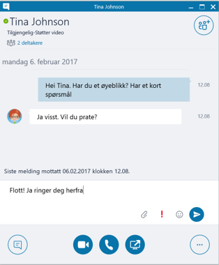 Skjermbilde av Skype-chat
