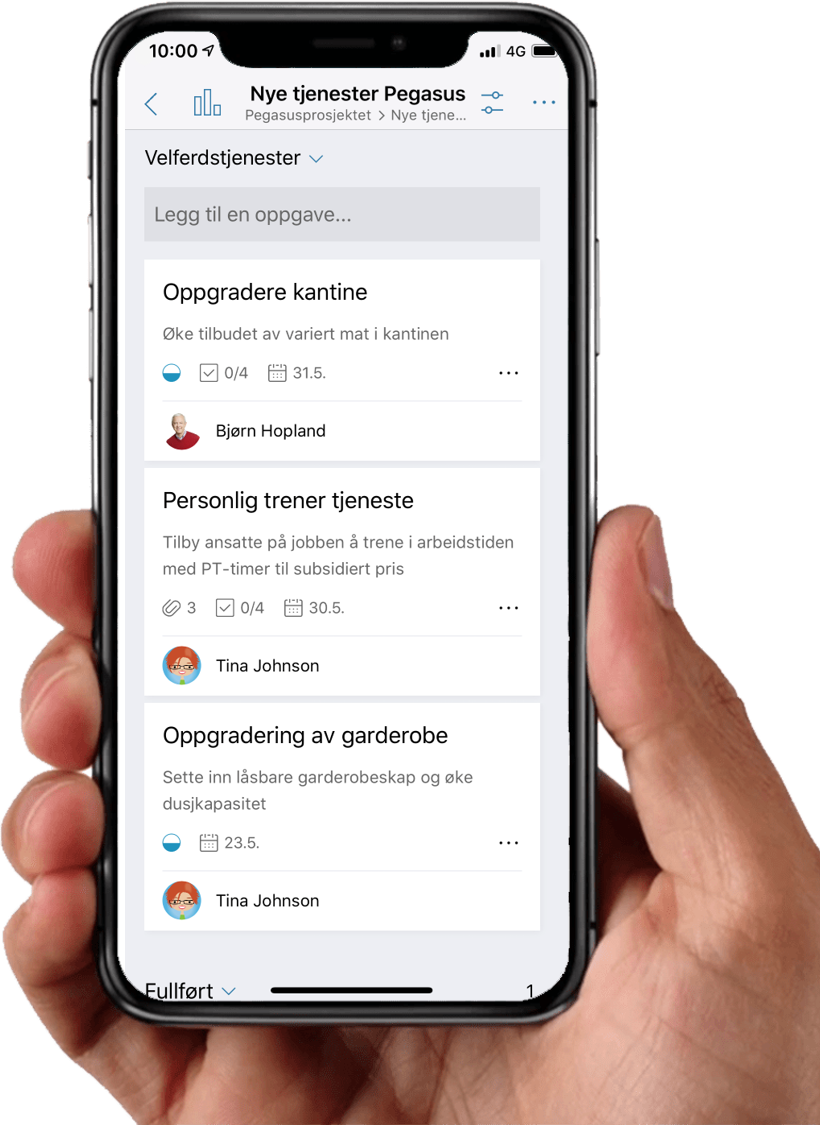 Oversikt over Planner-oppgaver på telefon