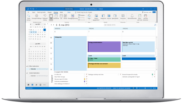 I Outlook (windows-utgaven) kan du se både avtaler og oppgaver i planleggingsvisning