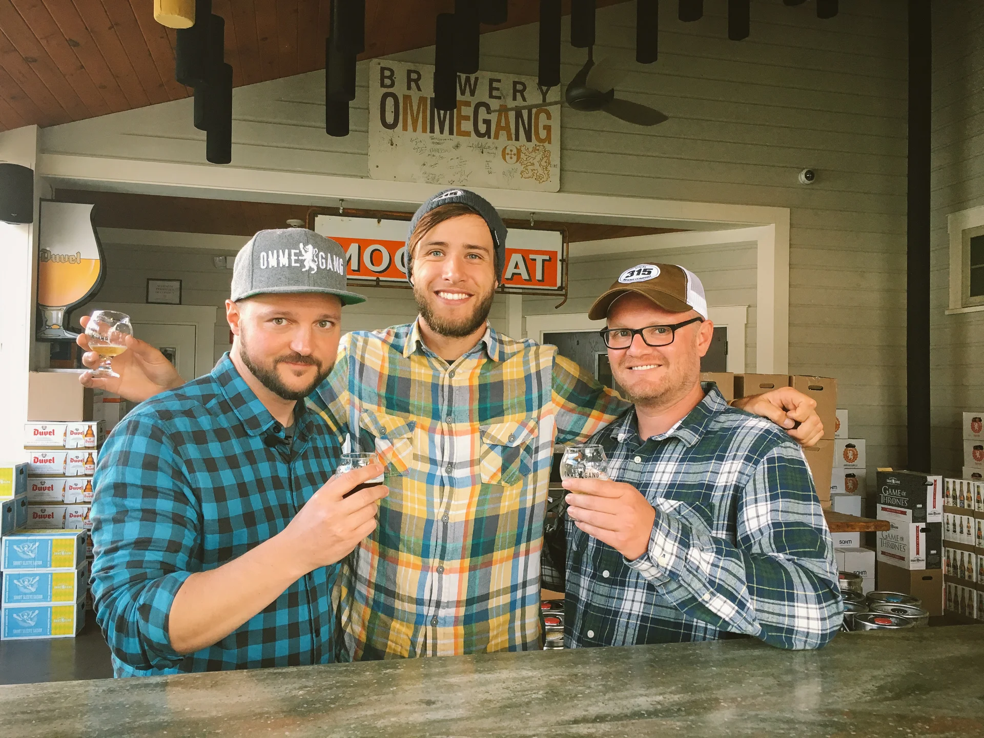 Jeremy Fultz (host of Turning Craft), Cory, and Justin at Brewery Ommegang in Cooperstown, NY. We got to speak to the CEO and Brewmaster about their relationship with HBO’s Game of Thrones.