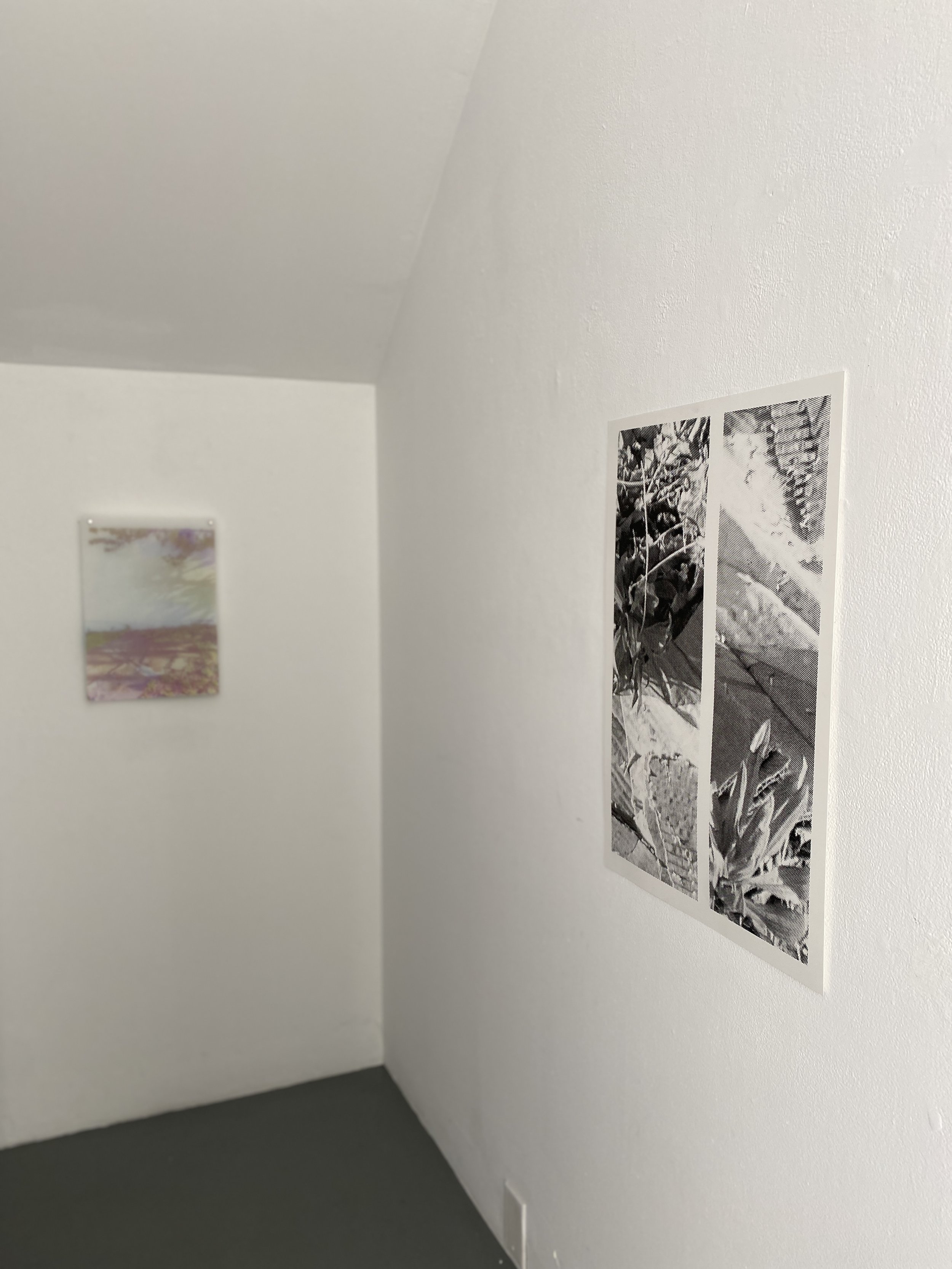  install of (re)patterning exhibition with Val Loewen at Malaspina Printmakers Project Space | 2023 