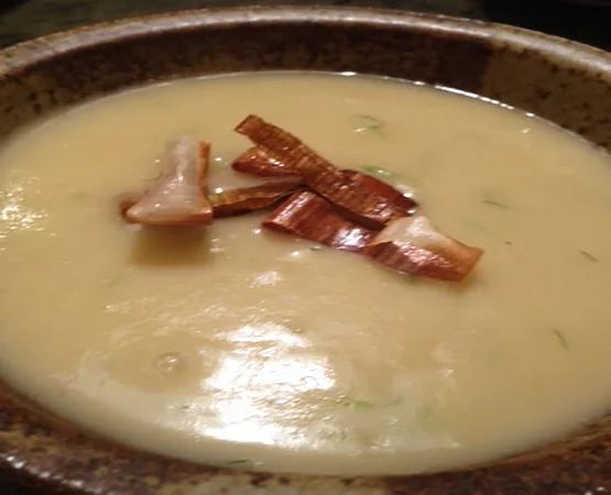 Potato Leek Soup with Crispy Fennel