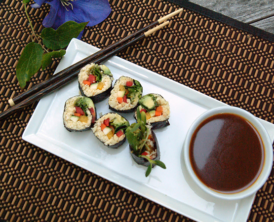 Parsnip Rice Sushi with Wasabi Ginger Dipping Sauce