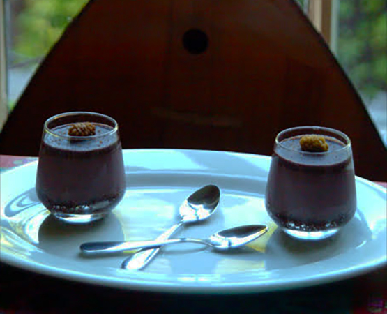 Mulberry Mousse w/ Chocolate Ganache and Cacao Cookie Crumble