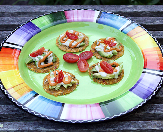 Mini Corn Pepper Hemp Tostadas
