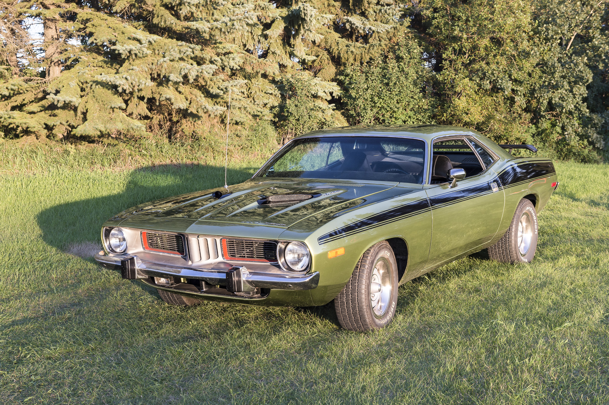   1973 Plymouth Barracuda   5.7 Hemi Engine and a 727 Automatic transmission and 8-3/4” Rear Diff. This car is locally owned and driven. You can see it and more at Just Kruzin Kruz nights 