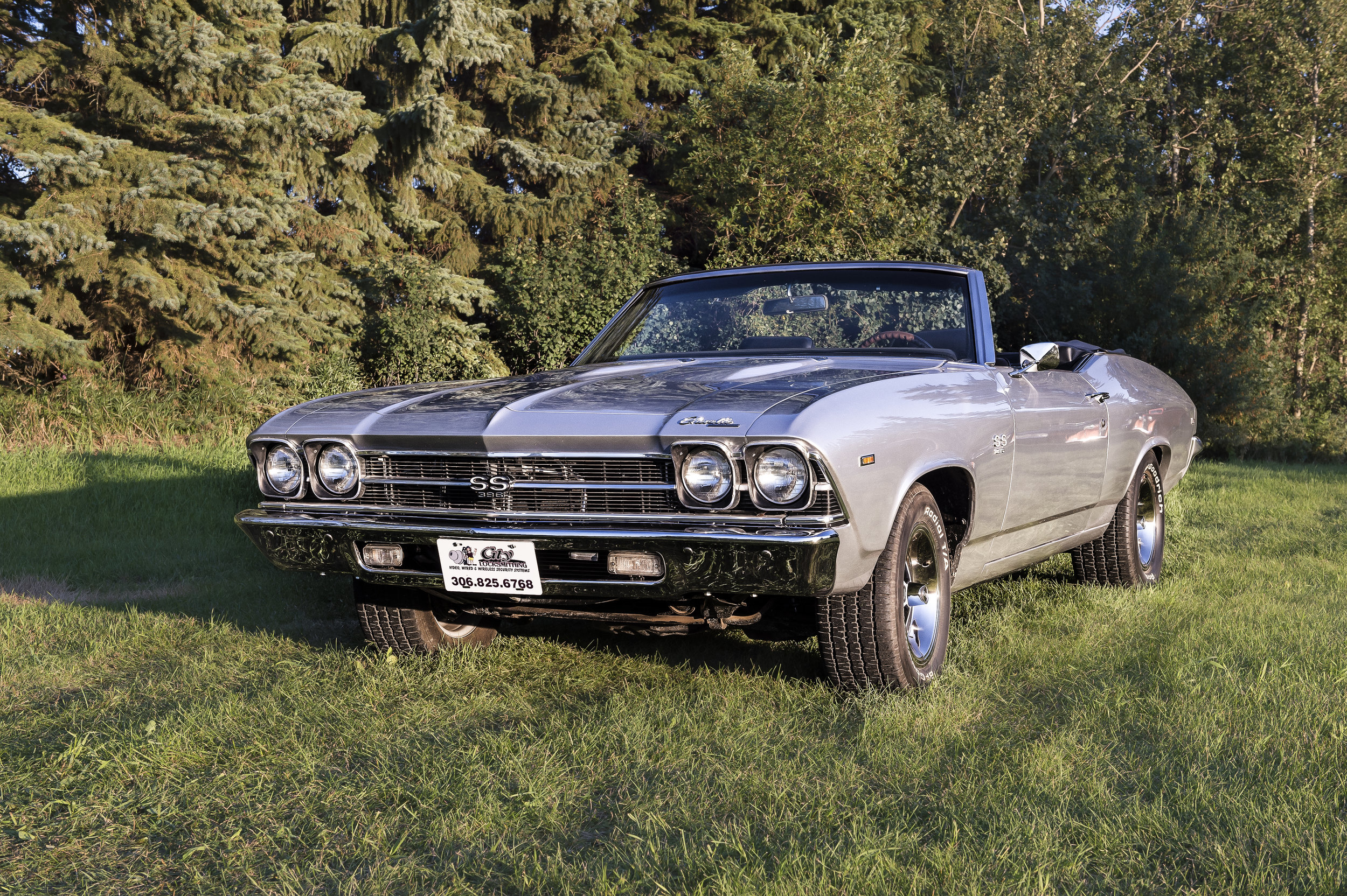 69 Chevelle Convertible 454 and turbo 400 trans Chevy 10 bolt.I picked up in Wetaskiwin off of the auto trader, where we did a rotisserie restoration. We then brought it back to Lloydminster where Furniture Clinic did the rag top and a friend and I tinkered on it for a few years before having Tekron finish the car for me in 2015.