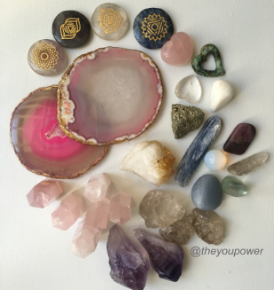 The You Power's collection of healing crystals.