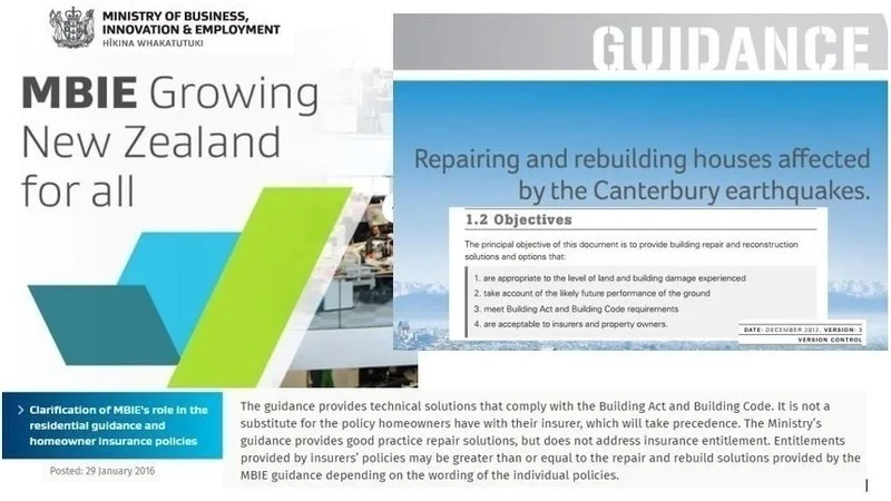 MBIE Guidance - Why was it portrayed as a 'legitimate' response to earthquake damage loss