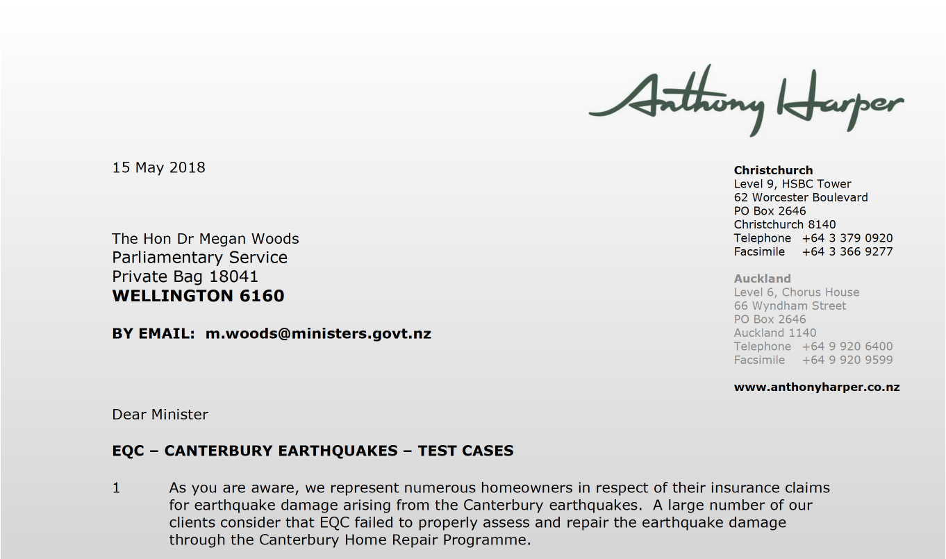 EQC – CANTERBURY EARTHQUAKES – TEST CASES