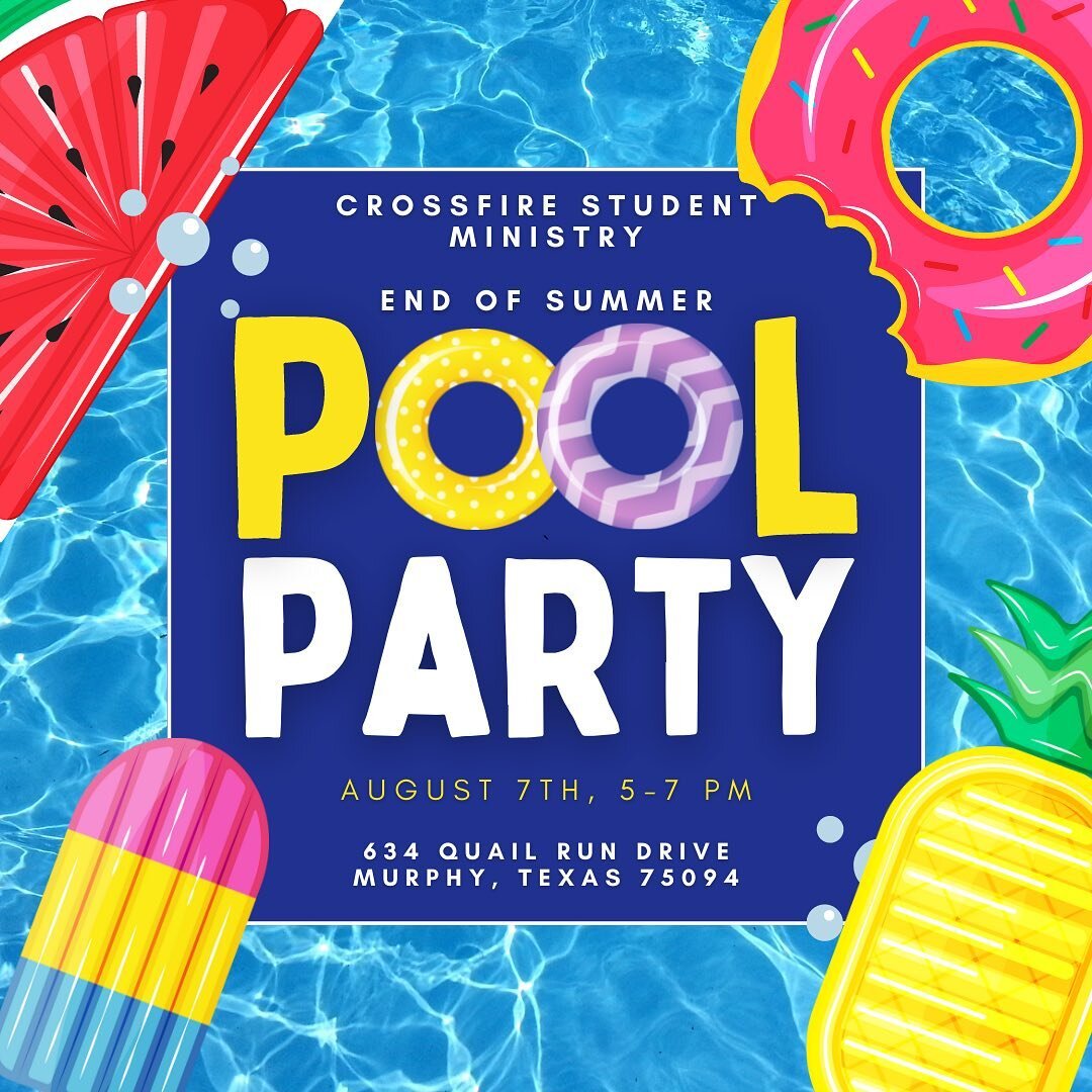 join us for our end of summer pool party on august 7! this event is for all students who just finished grades 6-12. link in bio to register, bring a friend!