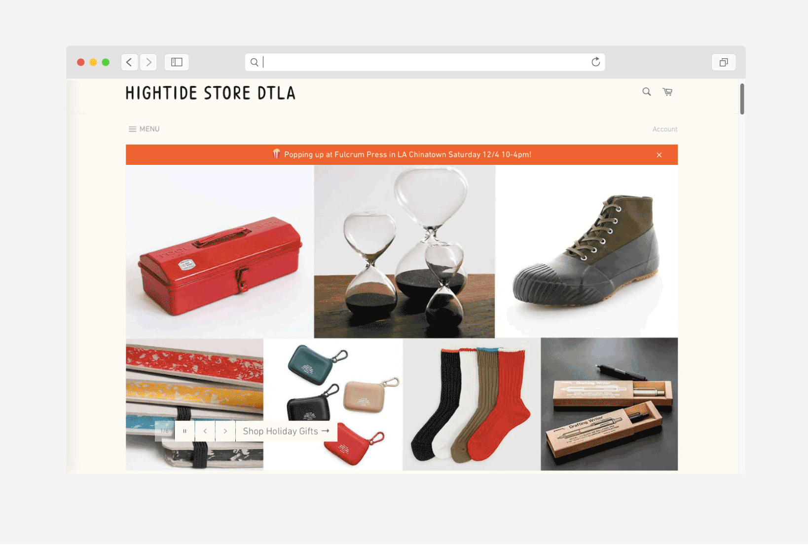  Hero header variations of the store website. 