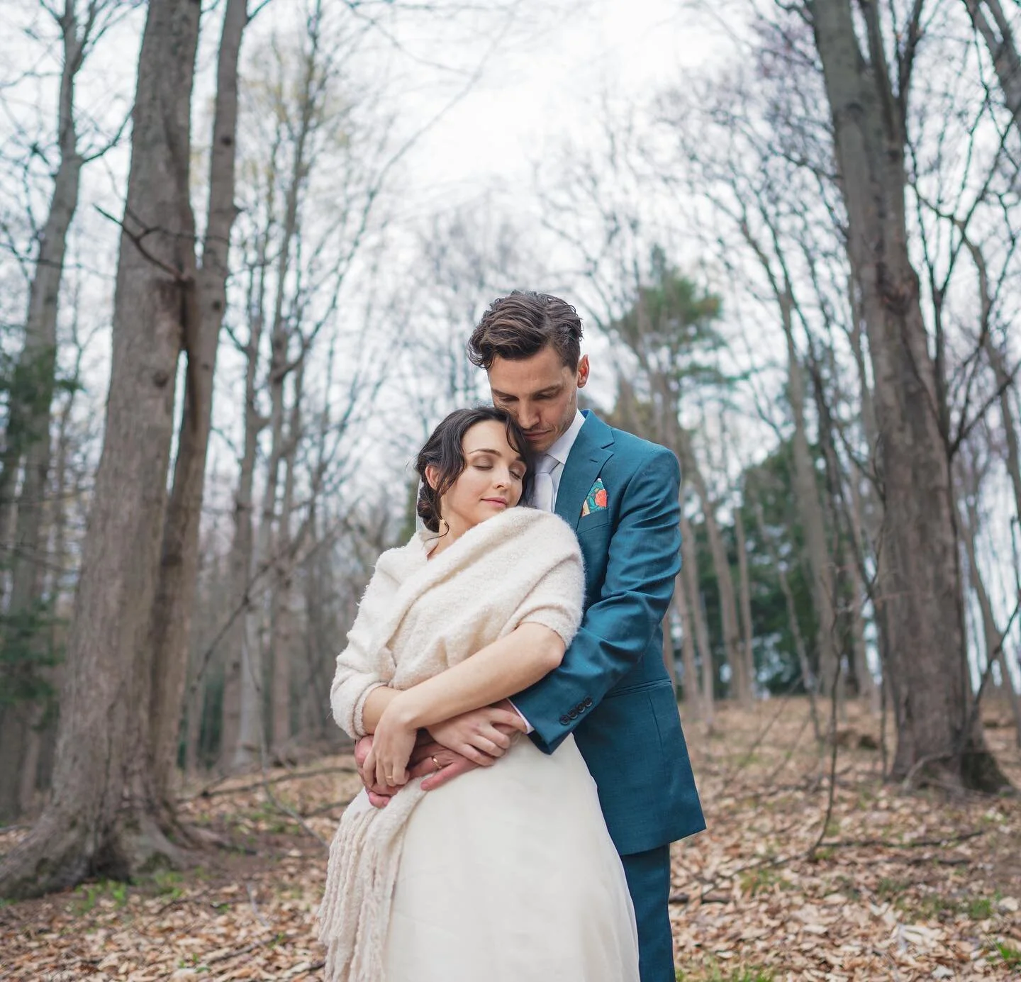 We love backyard weddings, especially when they are in places emotionally resonant with the couple. I doubt when Peter was a little boy running in these woods he imagined having such sweet moments there with his new wife.