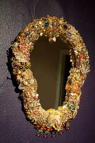 Refelction, 2010–2011 / assemblage of costume jewelry, gold leaf, custom frame and mirror