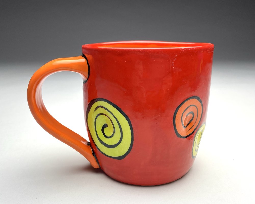 2 Stoneware Ceramic 10 OZ Mug Colorful Medium Mug TWO Red -  UK