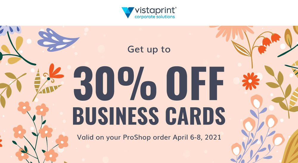 30 Off Business Cards At Vistaprint April 6 8 21 Plannetnow