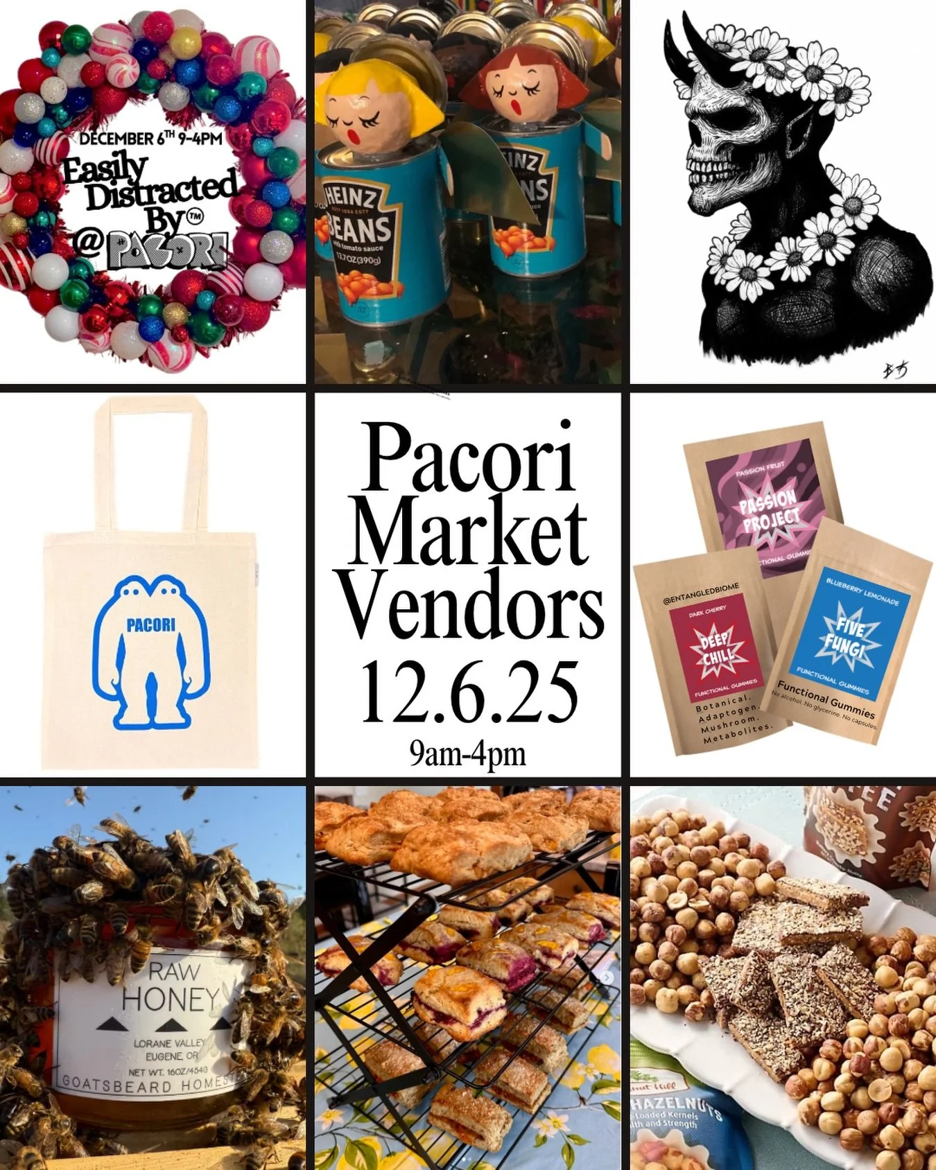 Our vendor lineup for this Saturday is stacked!

For every purchase made at the event, you&rsquo;ll receive a raffle ticket for prizes from our vendors and from us! 🤍

Bring a donation for @bagsofloveeugene and receive a raffle ticket + a free tote 