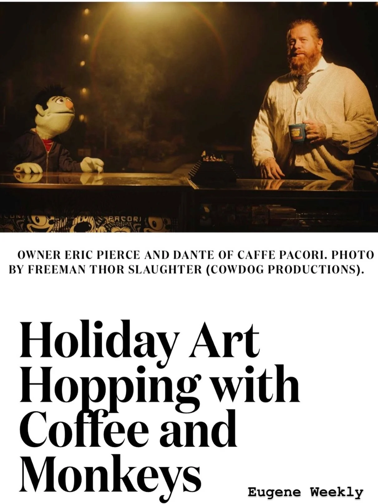 Happening this Saturday (9am-4pm)!

Thank you @eugeneweekly for highlighting the @warehousedistrictarthop 

See the full write-up here: https://eugeneweekly.com/2025/12/04/holiday-art-hopping-with-coffee-and-monkeys/

Article by @eugeneweekly _ Savan