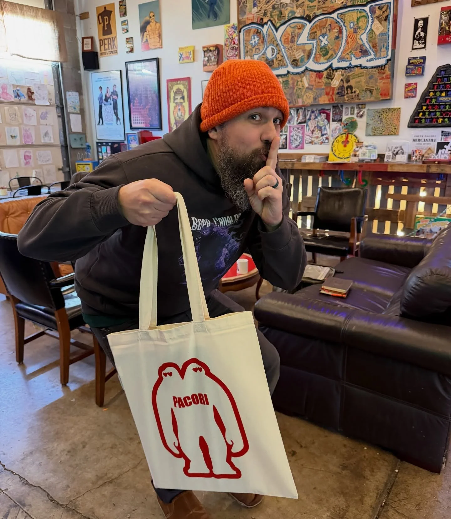 New Valentine&rsquo;s Totes have dropped! ❤️Buy 3 lbs of Pacori wood-roasted beans and get one FREE.  While supplies last!

Designed by @mint__cookie__ 🤍
Modeled by Dan of @bearcavalrypaints 

Wholesale totes and beans available with @zehavaproducts