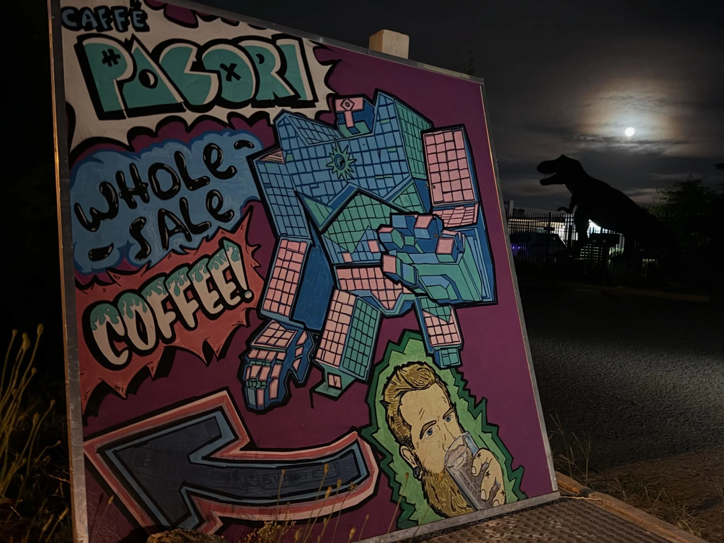 Some nights just feel a little magical.  We&rsquo;re grateful to call this little corner of the world home. ☕️🌔🦕

#caffepacori #jurassicpark #woodroastedcoffee #eugene #oregon