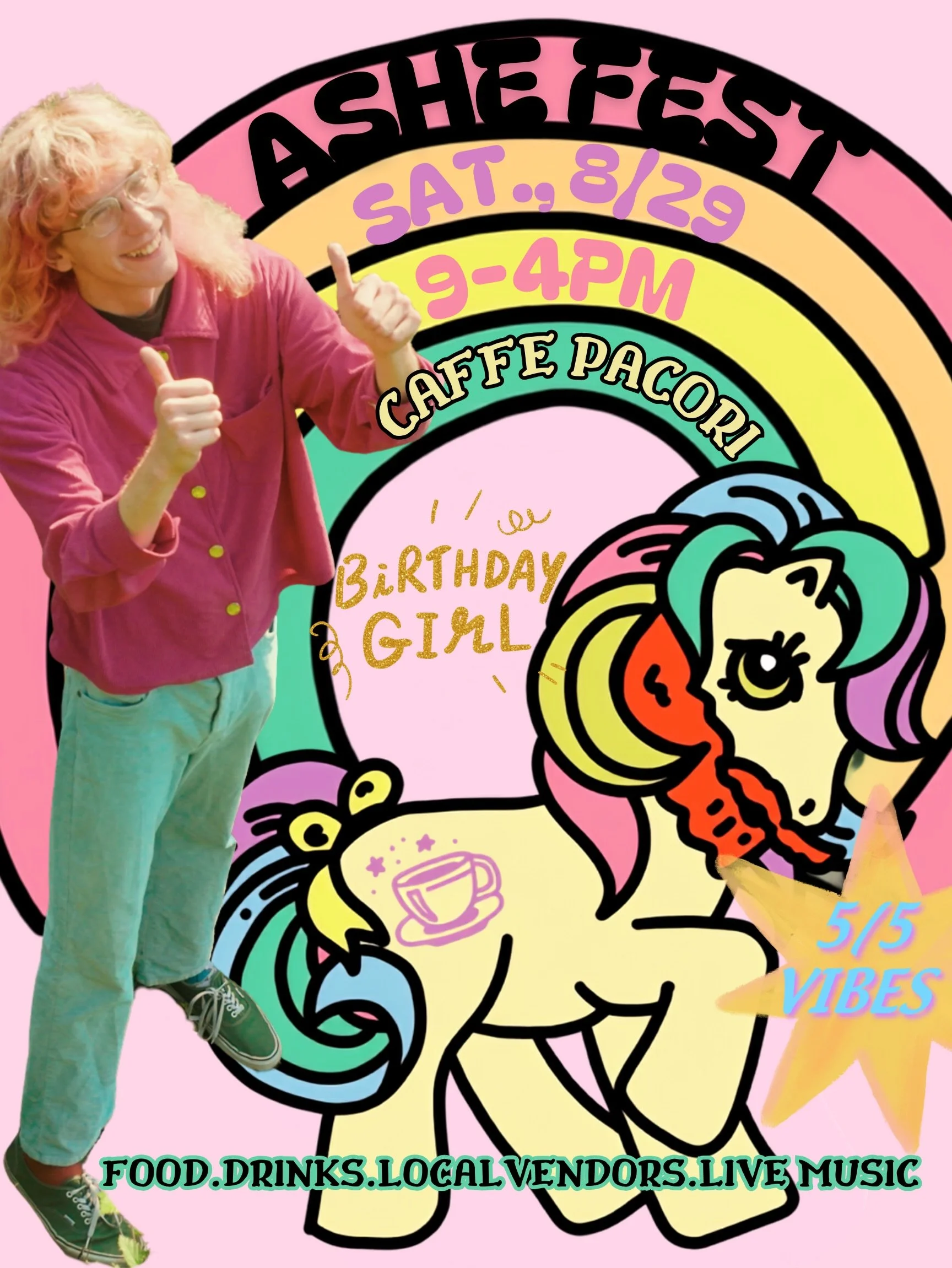 THE BIRTHDAY GIRL HAS SPOKEN. 🌈🦄

Ashe is turning another year fabulous and we&rsquo;re throwing her a 5/5 VIBES birthday bash at Pacori!

Saturday, August 29 from 9am-4pm

We&rsquo;ve got music, food, drinks, local vendors, coffee, birthday chaos,