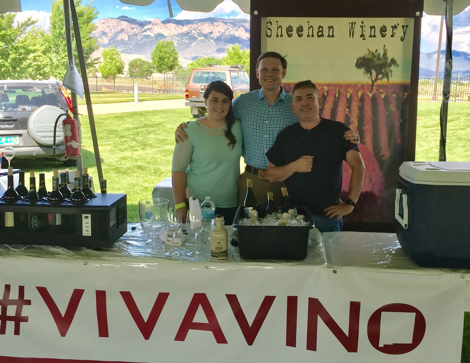 Vintage Albuquerque 2017. Pictured are left, Chelsea Canon, assistant director of New Mexico Wine, Sean Sheehan, center and Sam Aragon, president of New Mexico Wine, a statewide association of wine makers and grape growers.
