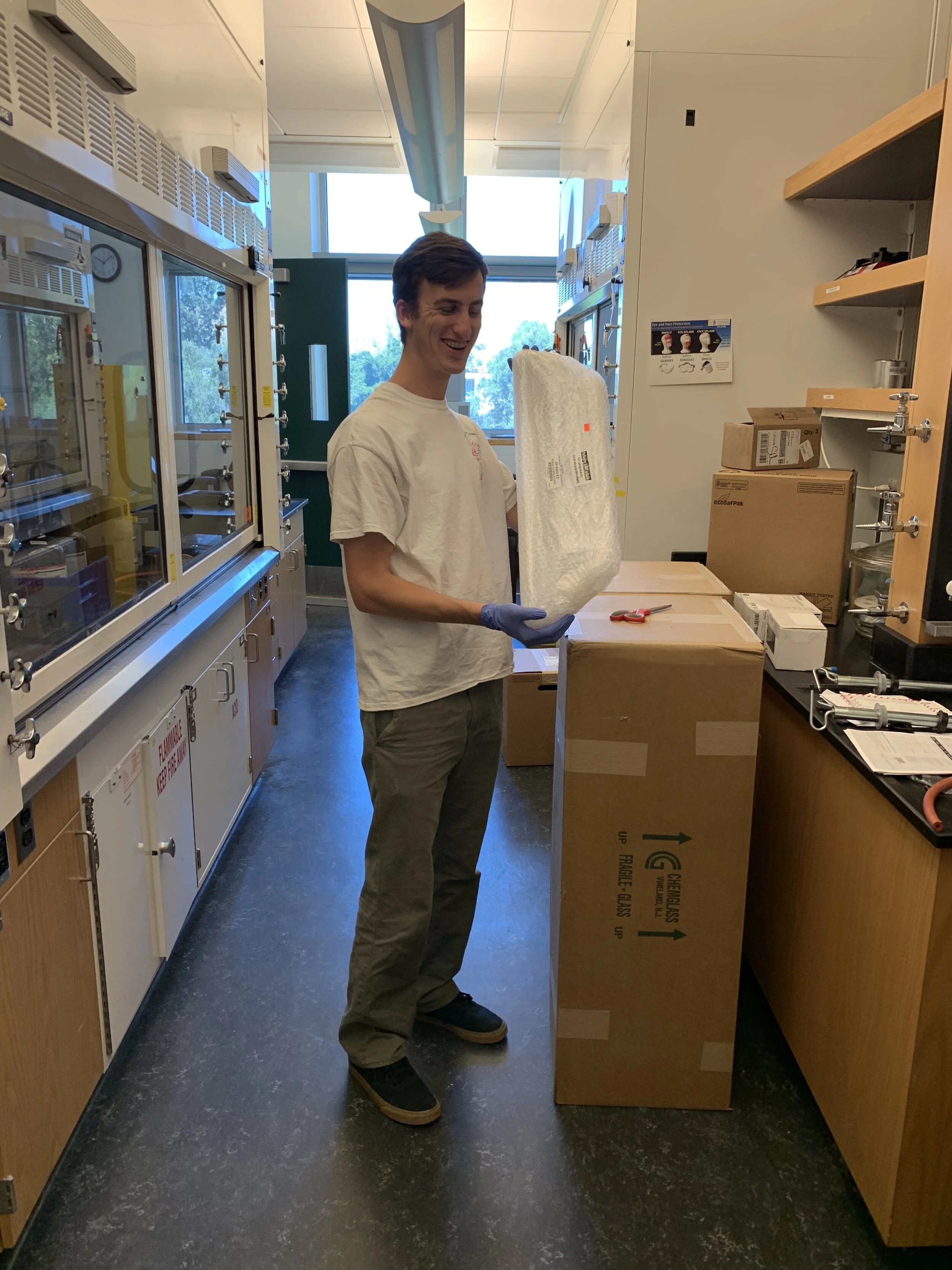 Matt unpacking his Schlenk line