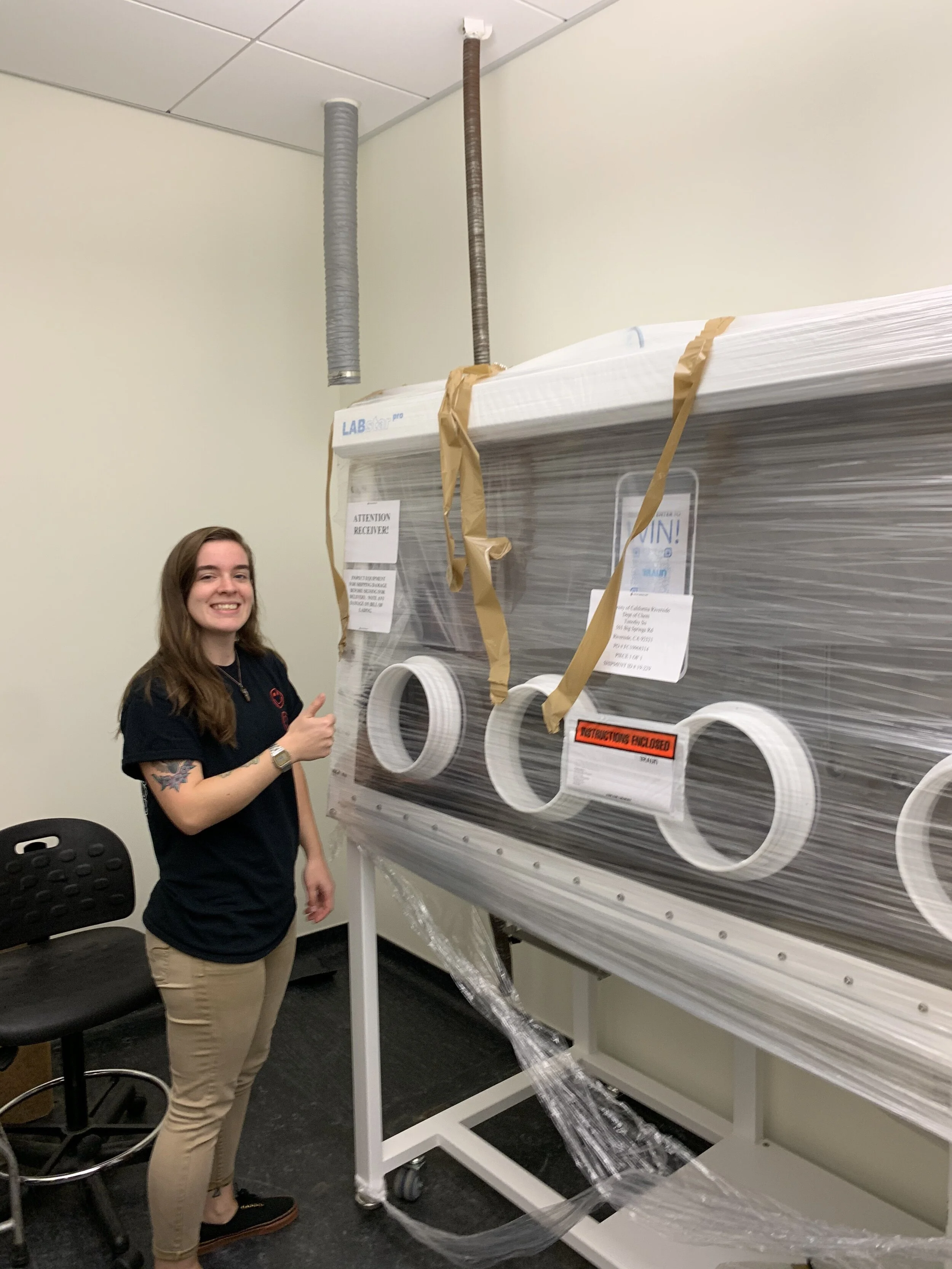 Molly excited that the glovebox is finally here