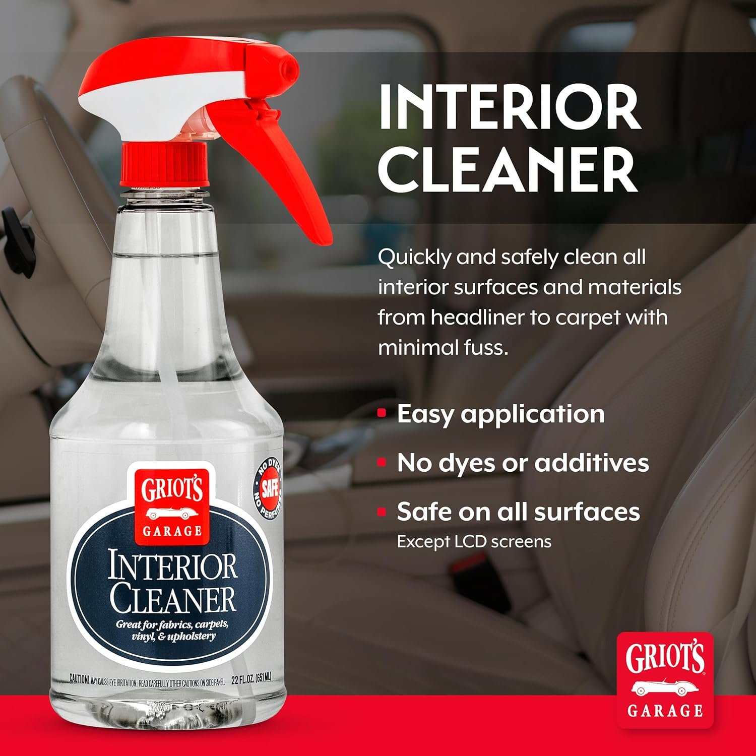 Griot's Garage Interior cleaner for stains on leather, plastic, fabric, interior panels, seats, doors arm rest, steering wheel