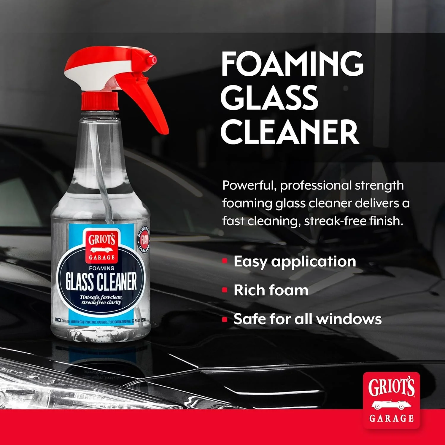 Griot's Garage Glass Cleaner for automotive and car windows that is safe on tint